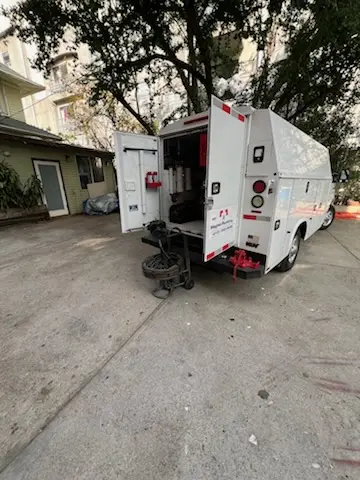 Magnet Plumbing service vehicle on-site for Grease Trap Cleaning in Calipatria
